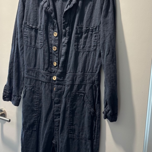 Mate the Label Linen Long Sleeve Jumpsuit in Midnight (Navy) - Picture 5 of 5